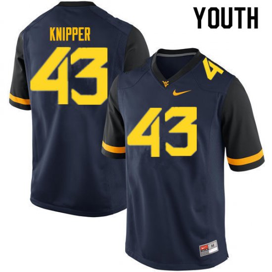 Youth West Virginia Mountaineers NCAA #43 Jackson Knipper Navy Authentic Nike Stitched College Football Jersey NH15G71JU